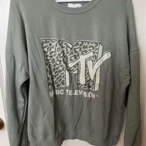 Army Green “MTV” Crewneck